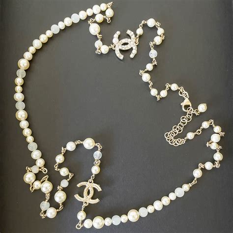 chanel long pearl necklace replica uk|faux chanel long pearl necklace.